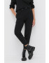 Boss Pantaloni de bumbac femei culoarea negru material neted - Pled.ro