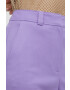 Boss pantaloni de lana femei culoarea violet drept high waist - Pled.ro