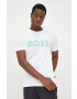 Boss Orange BOSS tricou din bumbac Boss Casual culoarea bej cu imprimeu - Pled.ro