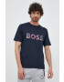 Boss Orange BOSS tricou din bumbac culoarea albastru marin cu imprimeu - Pled.ro