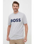 Boss Orange BOSS tricou din bumbac culoarea gri cu imprimeu - Pled.ro