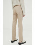 Bruuns Bazaar pantaloni femei culoarea bej drept high waist - Pled.ro