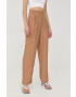 Bruuns Bazaar pantaloni femei culoarea bej lat high waist - Pled.ro