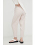 Bruuns Bazaar pantaloni femei culoarea roz drept high waist - Pled.ro