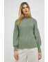 Bruuns Bazaar pulover femei culoarea verde cu turtleneck - Pled.ro