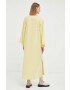 By Malene Birger rochie din bumbac culoarea galben maxi oversize - Pled.ro