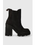 Charles Footwear botine din piele intoarsa Betsy femei culoarea negru cu toc drept Betsy.Boots.Black - Pled.ro