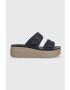 Crocs papuci Brooklyn Low Wedge Sandal femei culoarea albastru marin cu platforma 207431 - Pled.ro