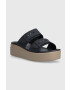 Crocs papuci Brooklyn Low Wedge Sandal femei culoarea albastru marin cu platforma 207431 - Pled.ro