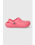 Crocs papuci Classic Lined Clog femei culoarea roz 203591 - Pled.ro