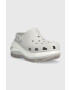 Crocs papuci Classic Mega Crush Clog femei culoarea gri cu platforma 207988 - Pled.ro