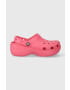 Crocs papuci Classic Platform Clog femei culoarea roz cu platforma 206750 - Pled.ro