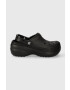 Crocs papuci Classic Platform Lined Clog femei culoarea negru cu platforma 207938 - Pled.ro