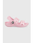 Crocs slapi copii CLASSIC GLITTER SANDAL culoarea roz - Pled.ro