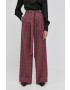 Custommade pantaloni de lana femei culoarea bordo lat high waist - Pled.ro