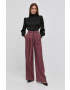 Custommade pantaloni de lana femei culoarea bordo lat high waist - Pled.ro