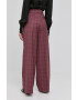 Custommade pantaloni de lana femei culoarea bordo lat high waist - Pled.ro