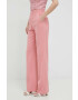 Custommade pantaloni din lana Petry femei culoarea roz lat high waist - Pled.ro