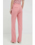 Custommade pantaloni din lana Petry femei culoarea roz lat high waist - Pled.ro