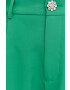 Custommade pantaloni Pianora femei culoarea verde fason tigareta high waist - Pled.ro