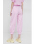 Deha pantaloni femei culoarea roz lat high waist - Pled.ro