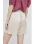 Deha pantaloni scurti femei culoarea bej neted high waist - Pled.ro