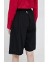 Deha pantaloni scurti femei culoarea negru neted high waist - Pled.ro