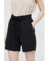 Deha pantaloni scurti femei culoarea negru neted high waist - Pled.ro