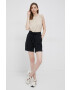 Deha pantaloni scurti femei culoarea negru neted high waist - Pled.ro