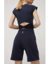 Deha pantaloni scurti din bumbac femei culoarea negru neted high waist - Pled.ro