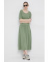 Deha rochie din bumbac culoarea verde maxi evazati - Pled.ro