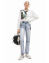 Desigual jeansi x Disney femei high waist - Pled.ro