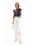 Desigual jeansi x Pantera Roz femei culoarea alb high waist - Pled.ro