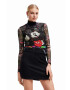 Desigual longsleeve x Disney femei culoarea negru cu turtleneck - Pled.ro