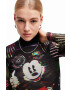 Desigual longsleeve x Disney femei culoarea negru cu turtleneck - Pled.ro