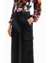 Desigual pantaloni femei culoarea negru lat medium waist - Pled.ro