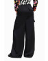 Desigual pantaloni femei culoarea negru lat medium waist - Pled.ro