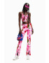 Desigual pantaloni femei culoarea roz mulata high waist - Pled.ro