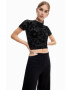 Desigual pantaloni femei culoarea negru lat high waist - Pled.ro