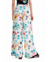 Desigual pantaloni femei culoarea alb lat high waist - Pled.ro