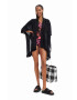 Desigual poncho din bumbac culoarea negru - Pled.ro