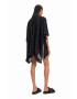 Desigual poncho din bumbac culoarea negru - Pled.ro