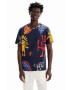 Desigual tricou din bumbac culoarea albastru marin modelator - Pled.ro