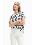 Desigual tricou din bumbac culoarea alb - Pled.ro