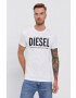 Diesel Tricou din bumbac culoarea alb cu imprimeu - Pled.ro