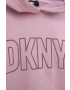 DKNY hanorac de bumbac pentru copii culoarea violet cu glugă cu imprimeu - Pled.ro