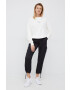 DKNY pantaloni femei culoarea gri lat high waist - Pled.ro