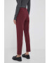 DKNY pantaloni femei culoarea bordo drept high waist - Pled.ro