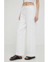 DKNY pantaloni femei culoarea alb drept high waist - Pled.ro