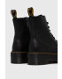 Dr. Martens bocanci de piele femei culoarea negru cu toc plat - Pled.ro